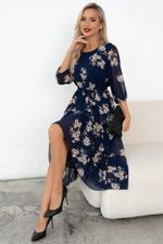 Платье Хелен (синий/цветы) Р11-2075/7 Nikol