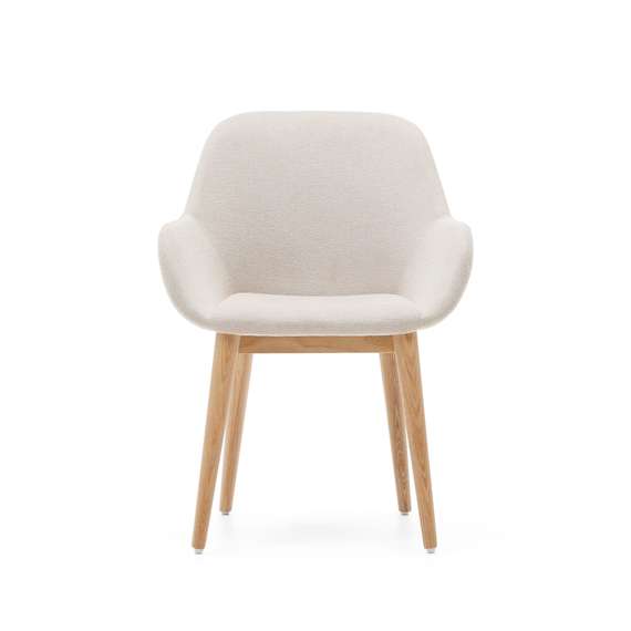 Стул Konna бежевого цвета с ножками из массива ясеня