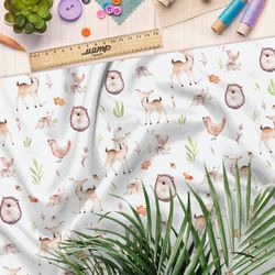 Ткань таффета ежики и оленята