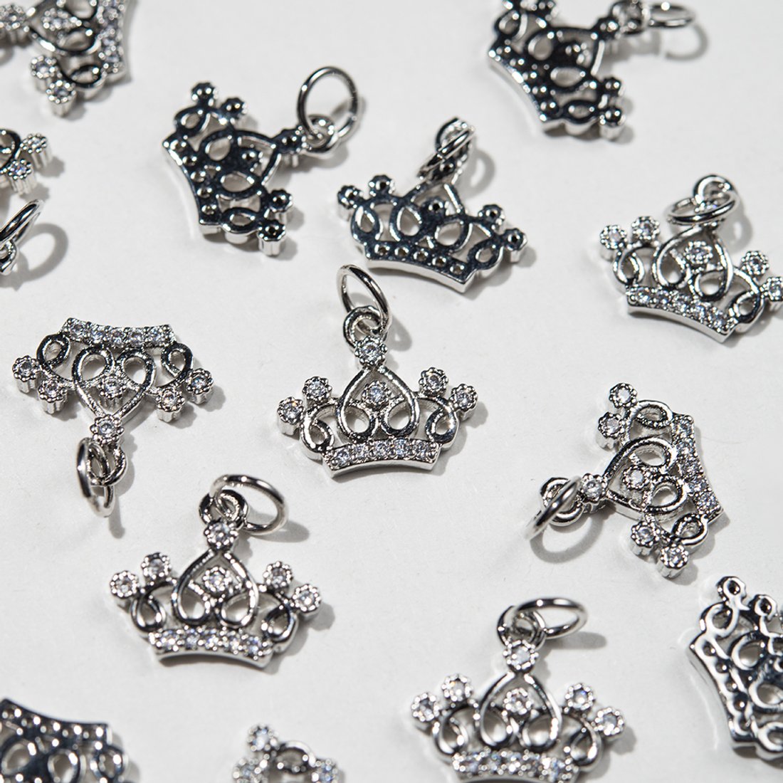 Подвеска "Корона", 11*12,5мм, фианиты, родирование