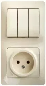 Schneider Electric Glossa Бежевый Блок: розетка и 3-клавишный выключатель IP20 скрытая установка GSL000276