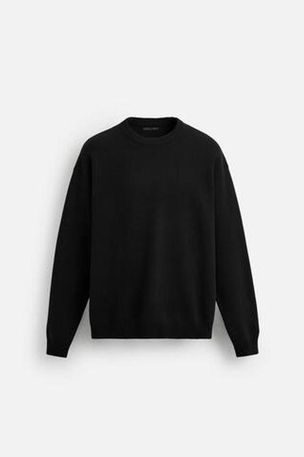 ZARA СВИТЕР ИЗ МЯГКОЙ ТКАНИ С РЕЛЬЕФНЫМ УЗОРОМ, ЧЕРНЫЙ