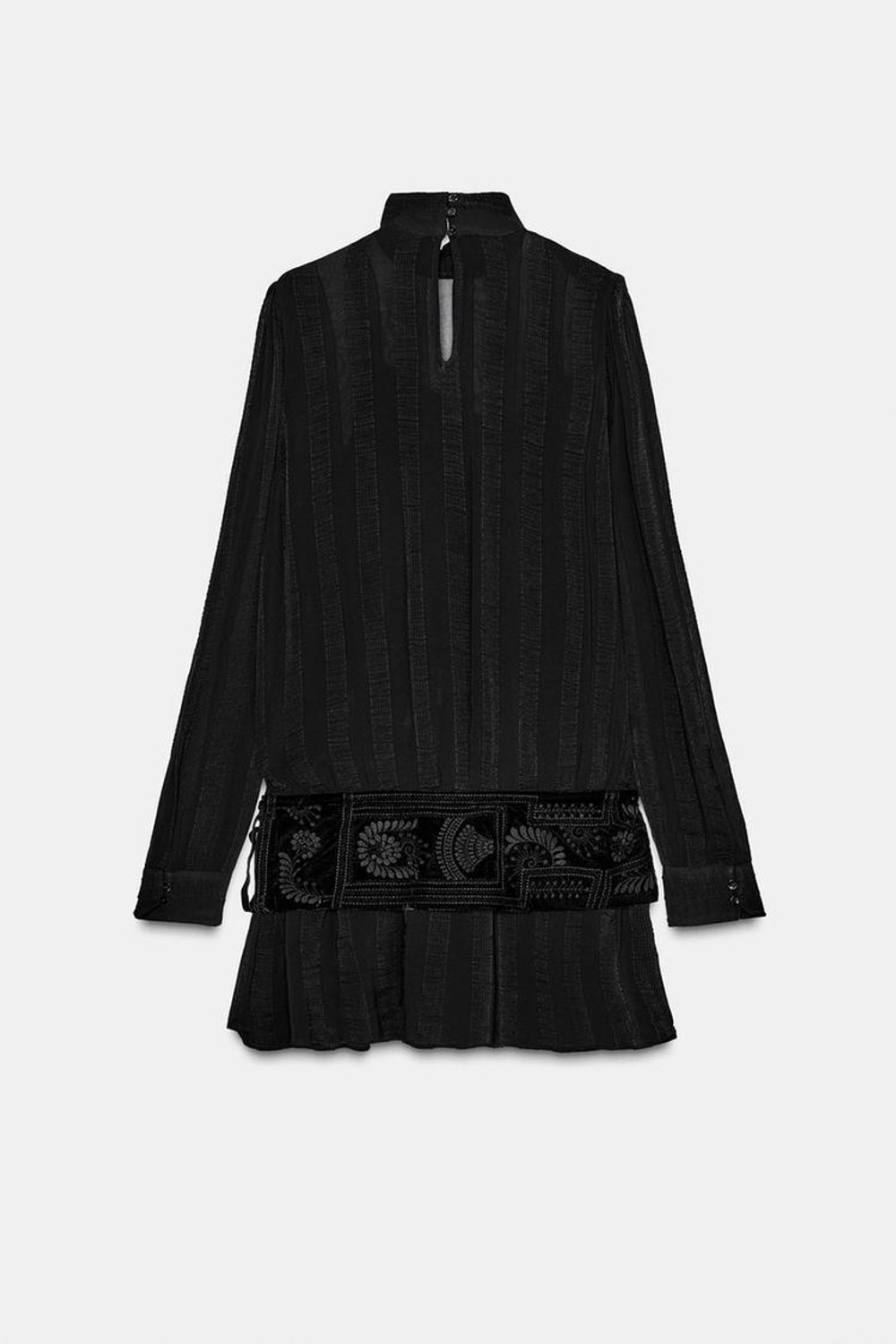 ZARA ПЛАТЬЕ С ВЫШИТЫМ ПОЯСОМ — ZW COLLECTION, ЧЕРНЫЙ