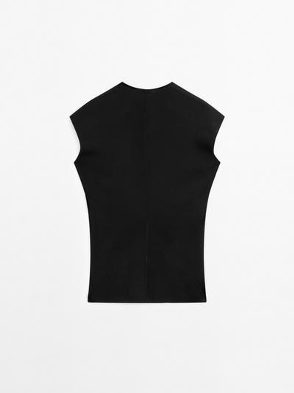 Massimo Dutti Трикотажный топ с V-образным вырезом, черный