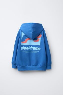 ZARA ХУДИ С КАПЮШОНОМ И НАДПИСЬЮ, СИНИЙ