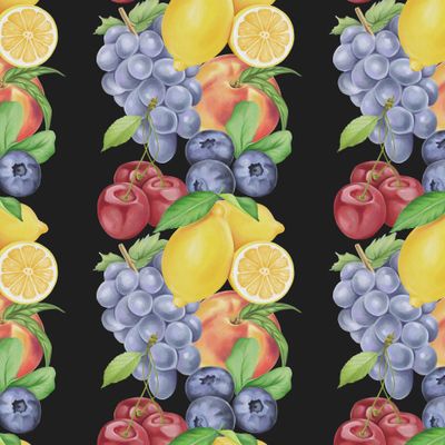 Фрукты изобилие на чёрном