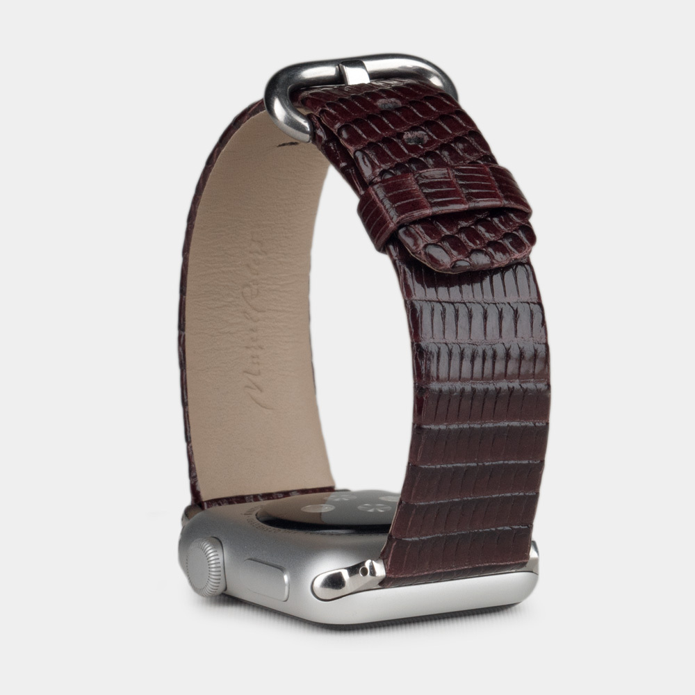 Ремешок для Apple Watch 40/41/42 mm из кожи ящерицы, бордового цвета