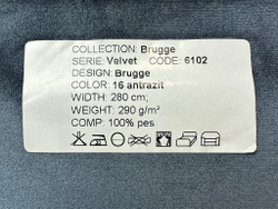 Бархат Brugge antrazit (Брюгге антрацит) 16