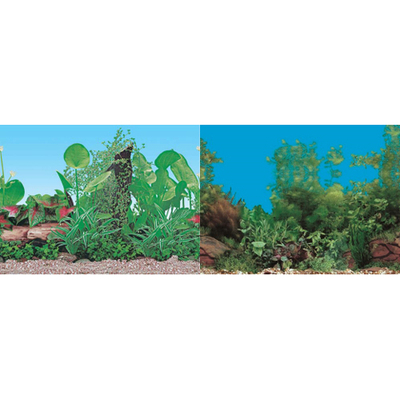 Фон двухсторонний 60см. Растительный с корягой (синий) / Растительный с корягой и камнями (синий)