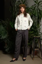 Рубашка Soeurs со Светло-Зеленым Краем / Light Green Hem Long Sleeve белая