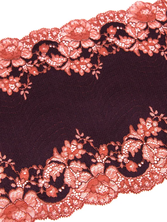 03-239 ОПТ Кружево эластичное 23 см, слива/терракот