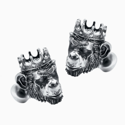 Запонки мужские KING MONKEY, оксидирование, рубин — корунд.