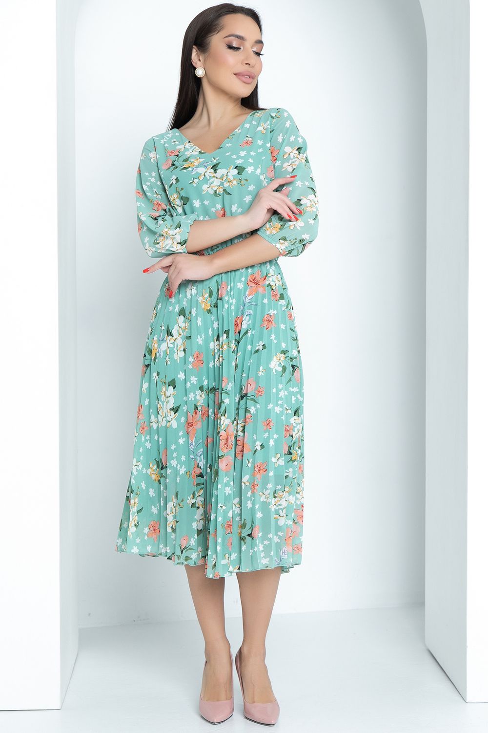 Платье Шифоновое гофре (мята) Diolche