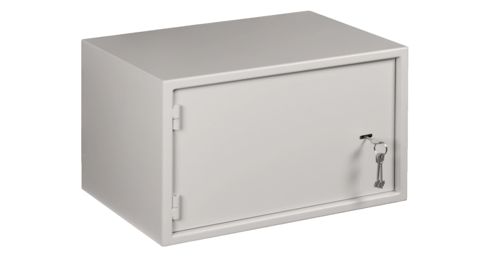 Настенный антивандальный шкаф с дверью на петлях, 7U, Ш520хВ320хГ400мм, серый