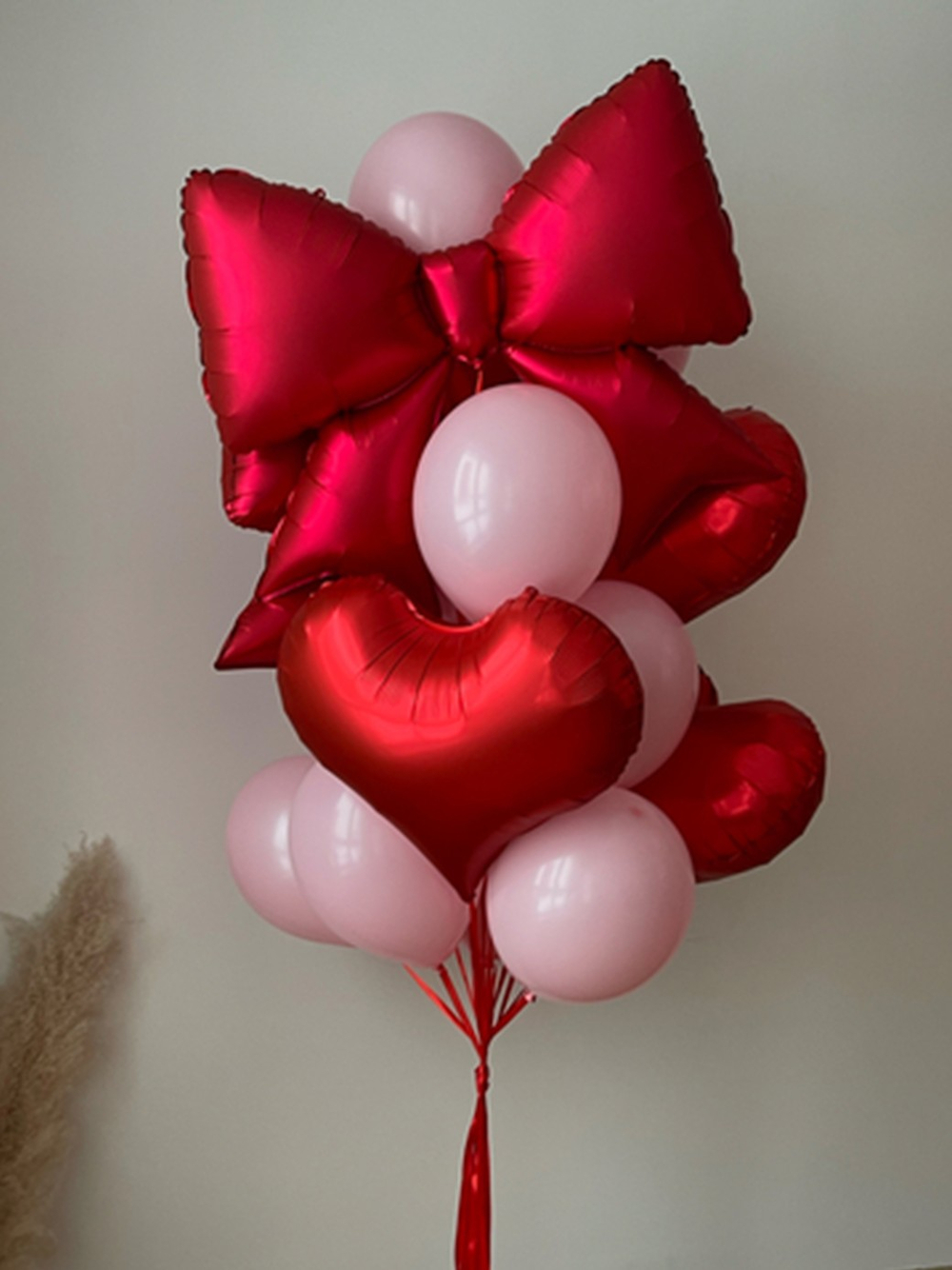 Сет гелиевых шаров "Бант с сердцами"