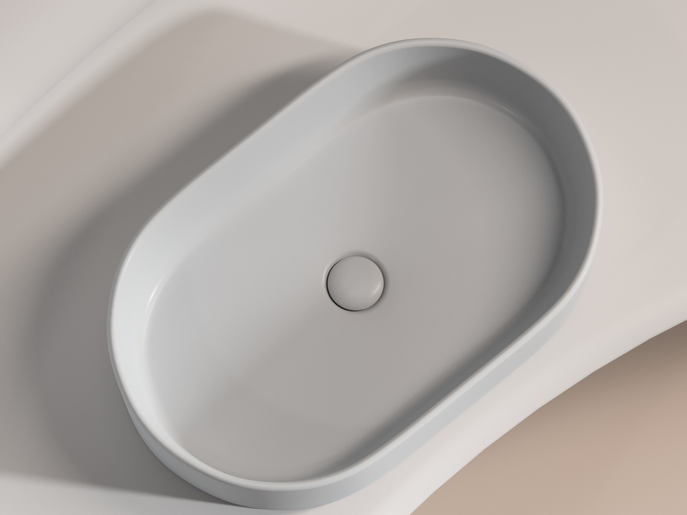 Умывальник чаша накладная овальная (цвет Серый Матовый) Element 608x385x122мм