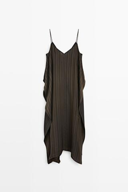 Massimo Dutti Асимметричное платье миди из струящейся ткани, темно-серый