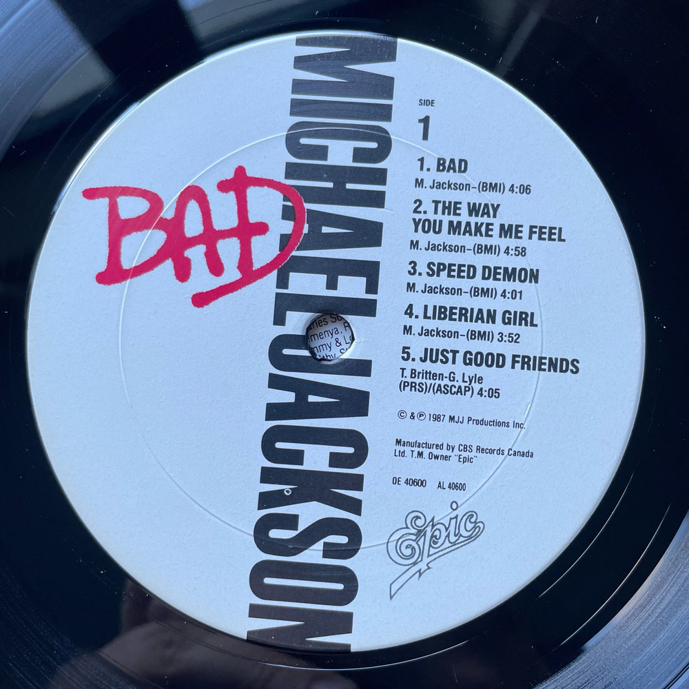 Винтажная виниловая пластинка LP Michael Jackson Bad (Канада 1987)