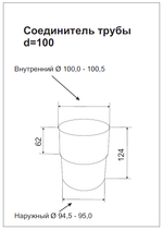 Соединитель трубы Aquasystem D150/100 мм медь