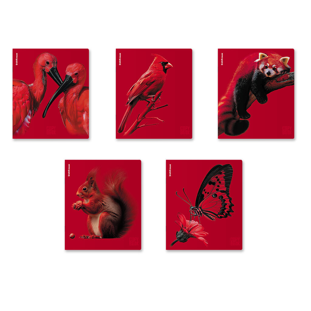Тетрадь А5 48л кл. Erich Krause Scarlet", ламинация soft-touch+выборочный УФ-лак_MIX-PACK