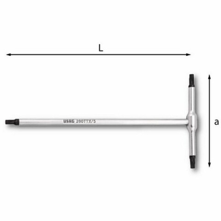 280 TTX Ключи с Т-образной рукояткой для винтов TORX® T25., USAG (Италия)