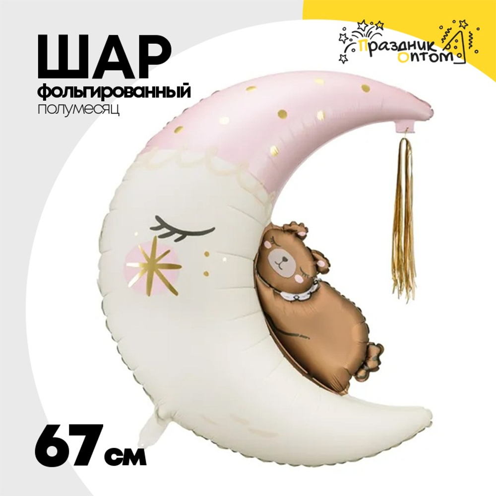 Шар Фольгированный Мишка на луне (Ассорти)