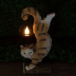 Светильник уличный ЭРА ERASF22-01 на солнечных батареях садовый Кот Акробат 37 см | Садовые декоративные светильники