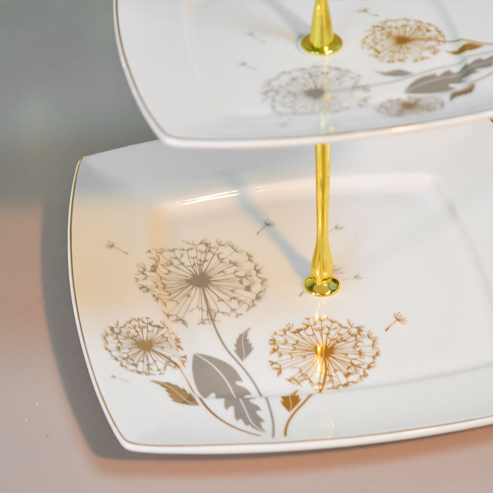 Фруктовница 2-х ярусная "Одуванчики" квадрат (00113493)