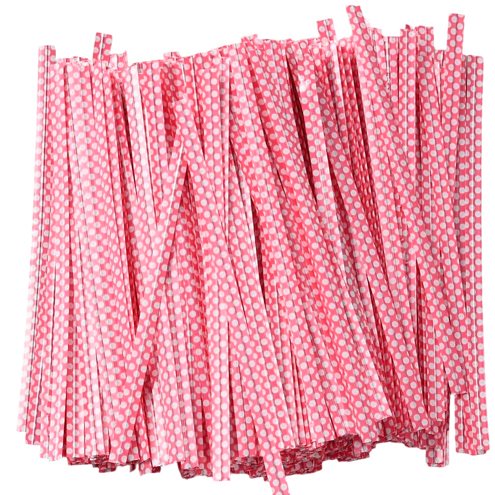 500 скрутиков-прутиков 10 см с рисунком Горошек в пластмассовой оболочке