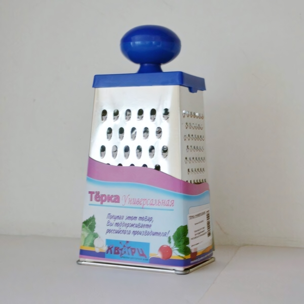 Терка универсальная 4-грани с пластмассовой круглой ручкой в сервисной упаковке 11х8,5х22см КМ01.000.04