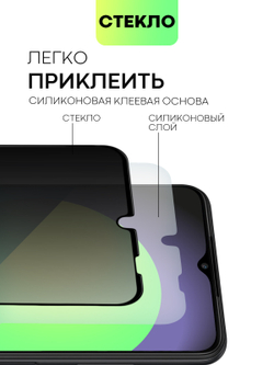 Стекло антишпион BROSCORP для Samsung Galaxy A22S 5G оптом (арт. SS-A22S(5G)-FSP-GLASS-SPY)