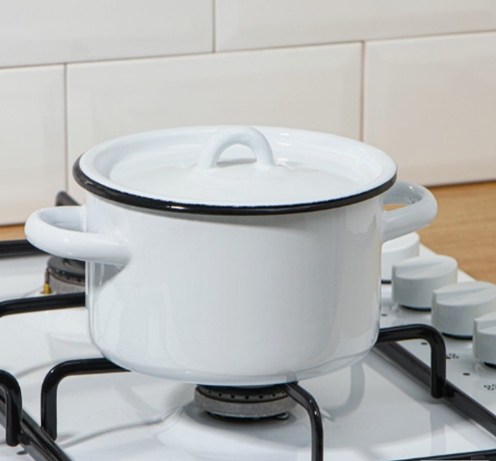 Кастрюля эмалированная, 1.5 л, d=15 см, цилиндрическая, цвет МИКС