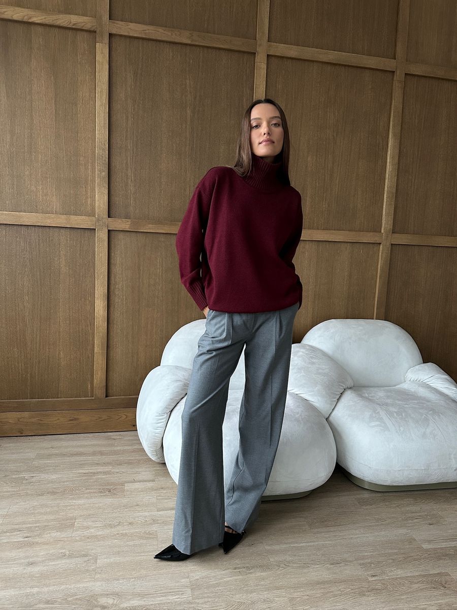 Свитер из шерсти мериноса OVER темно-бордовый