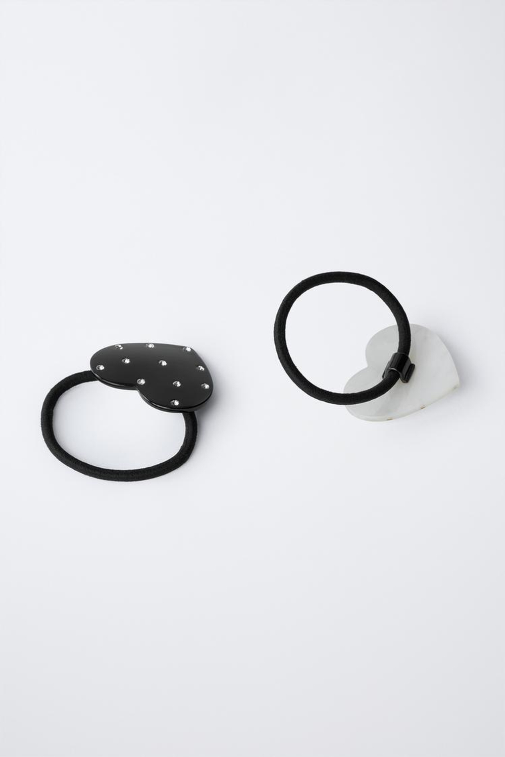 ZARA НАБОР ИЗ ДВУХ РЕЗИНОК ДЛЯ ВОЛОС «СЕРДЕЧКИ С БЛЕСТКАМИ», ЧЕРНЫЙ