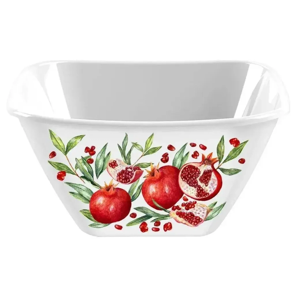 Миска квадратная Bergamo 2л с декором (белый)