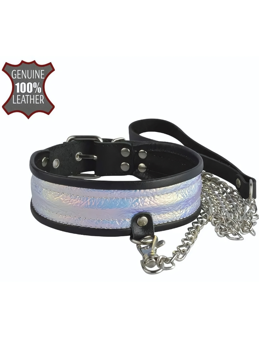 Ошейник Sitabella с поводком перламутр кожа