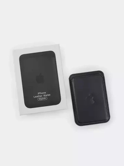 Кожаный чехол-бумажник MagSafe для iPhone grey