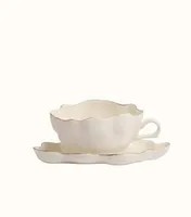 Чайная пара – Райская, белая глянцевая, золотая окантовка | Htonic ceramic