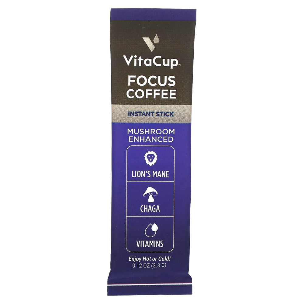 VitaCup, Focus растворимый кофе, средней обжарки, 24 палочки на одну порцию, по 3,3 г (0,12 унции)