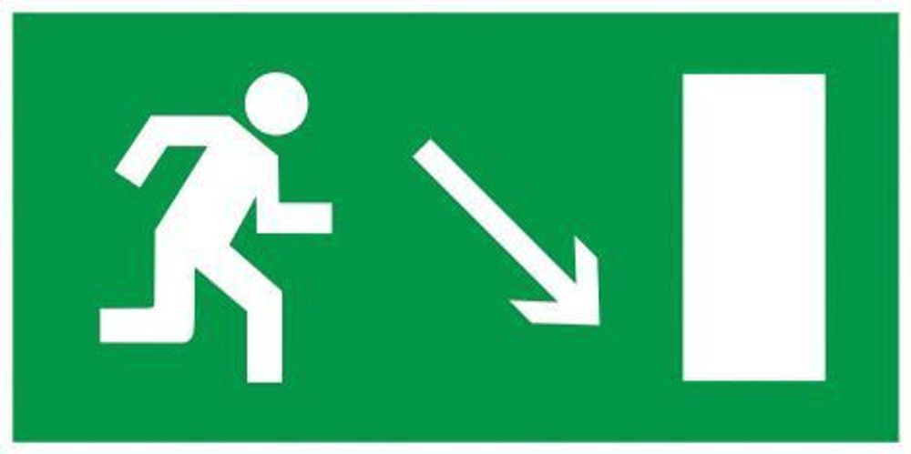 Этикетка самоклеящаяся 200х100мм "Направление к эвакуационному выходу направо вниз" IEK YPC30-2010NEV-NAPRVN