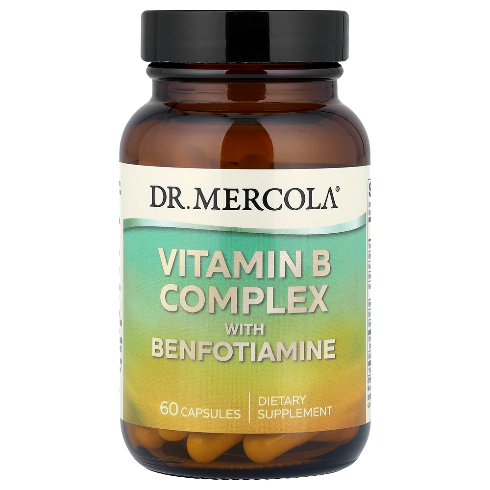 Dr. Mercola, комплекс витаминов группы B с бенфотиамином, 60 капсул