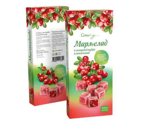 Мармелад 200 г Клюквенный в сахарной пудре СЛАДАРТ.