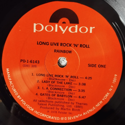 Винтажная виниловая пластинка LP Rainbow Long Live Rock N Roll (USA 1978)