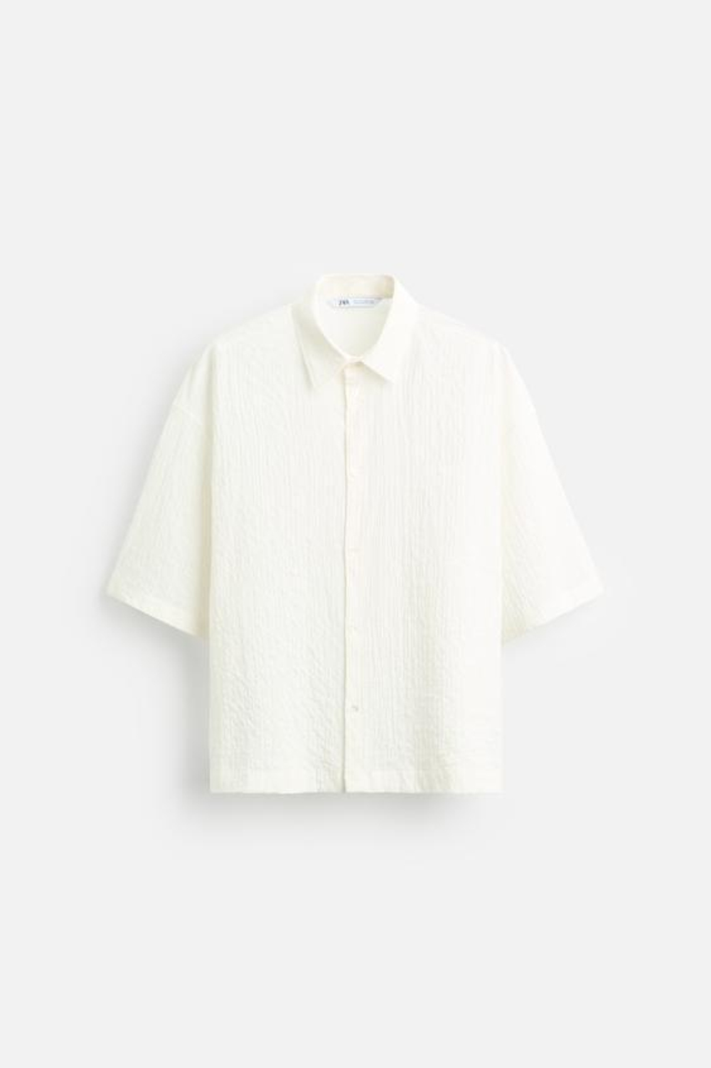 ZARA РУБАШКА ИЗ ЖАТОЙ ТКАНИ, БЕЛЫЙ