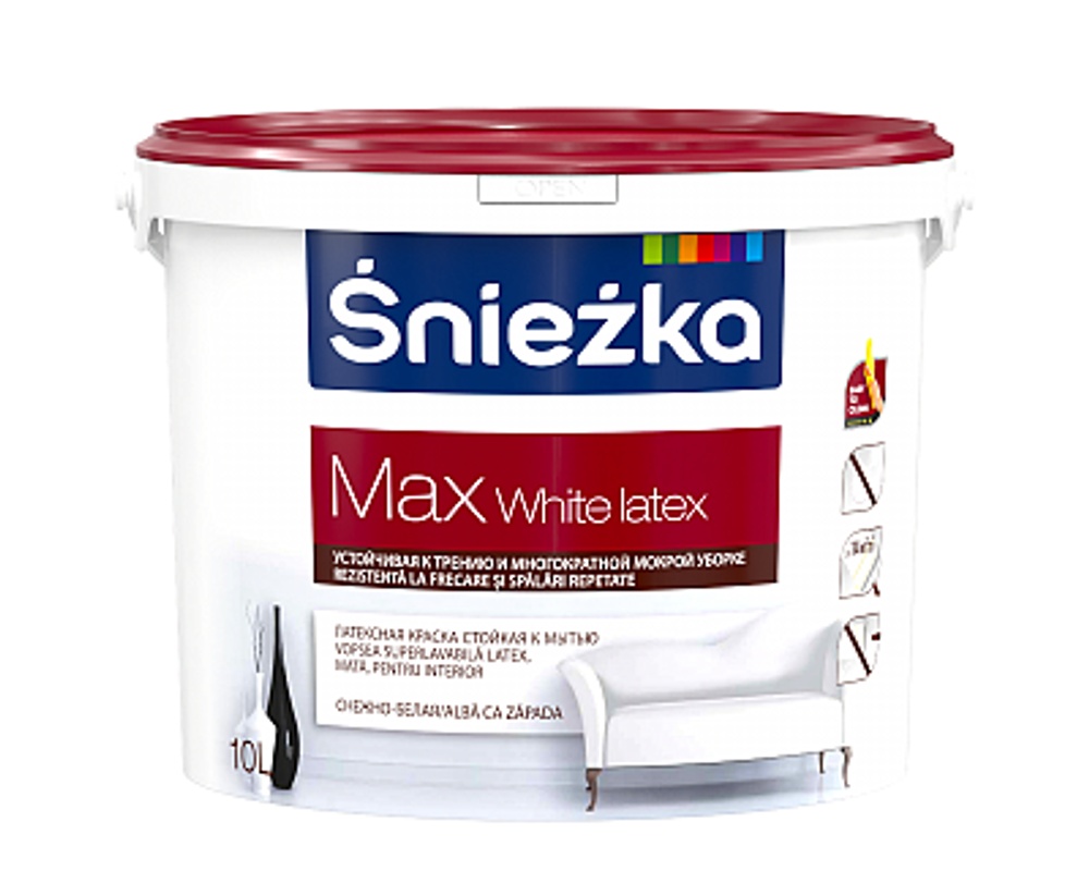 Краска Sniezka MAX WHITE LATEX 10 л. снежно-белая