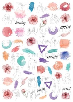 Слайдер-дизайн Crazy Shine Nails mini: Акварель