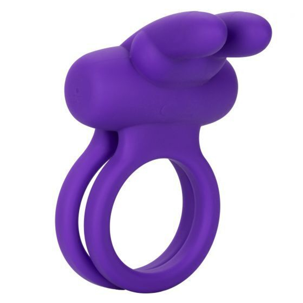Фиолетовое двойное эрекционное кольцо Silicone Rechargeable Dual Rockin Rabbit (Цвет: фиолетовый)