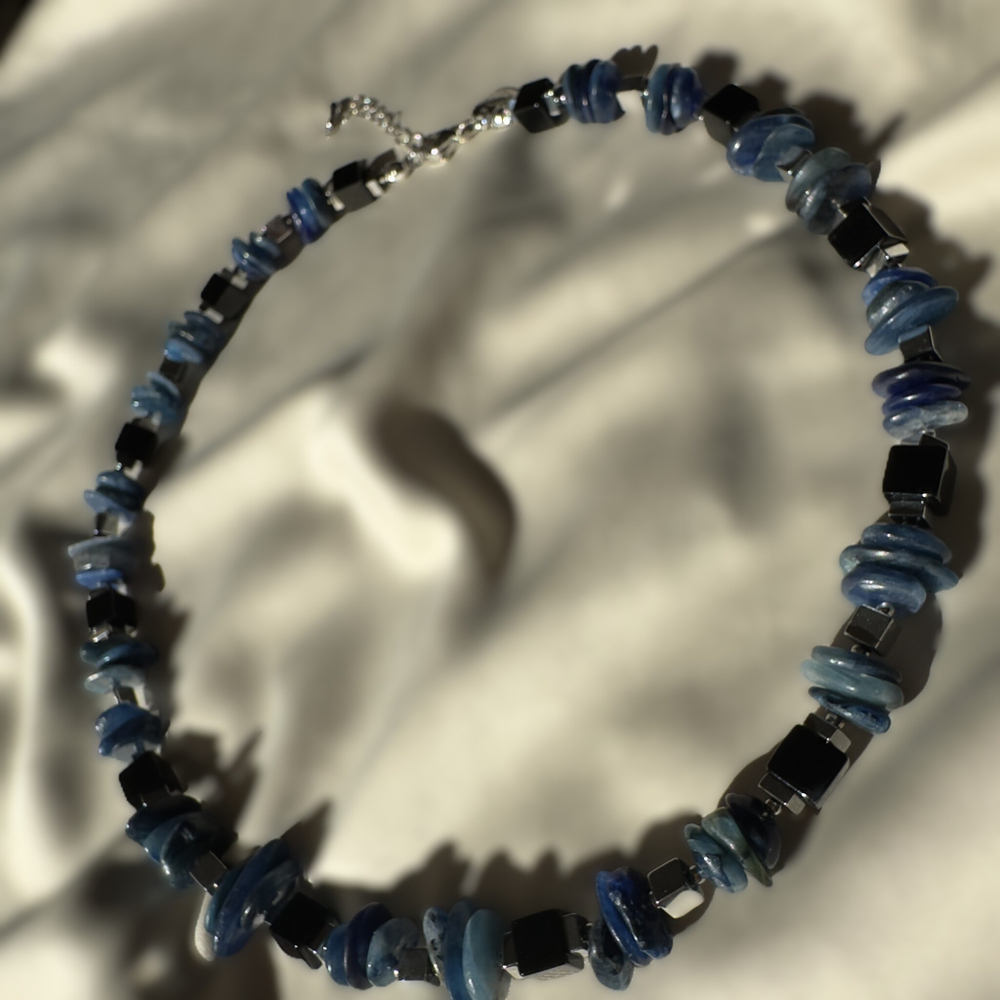 Чокер "Голубая сталь" с кианитом