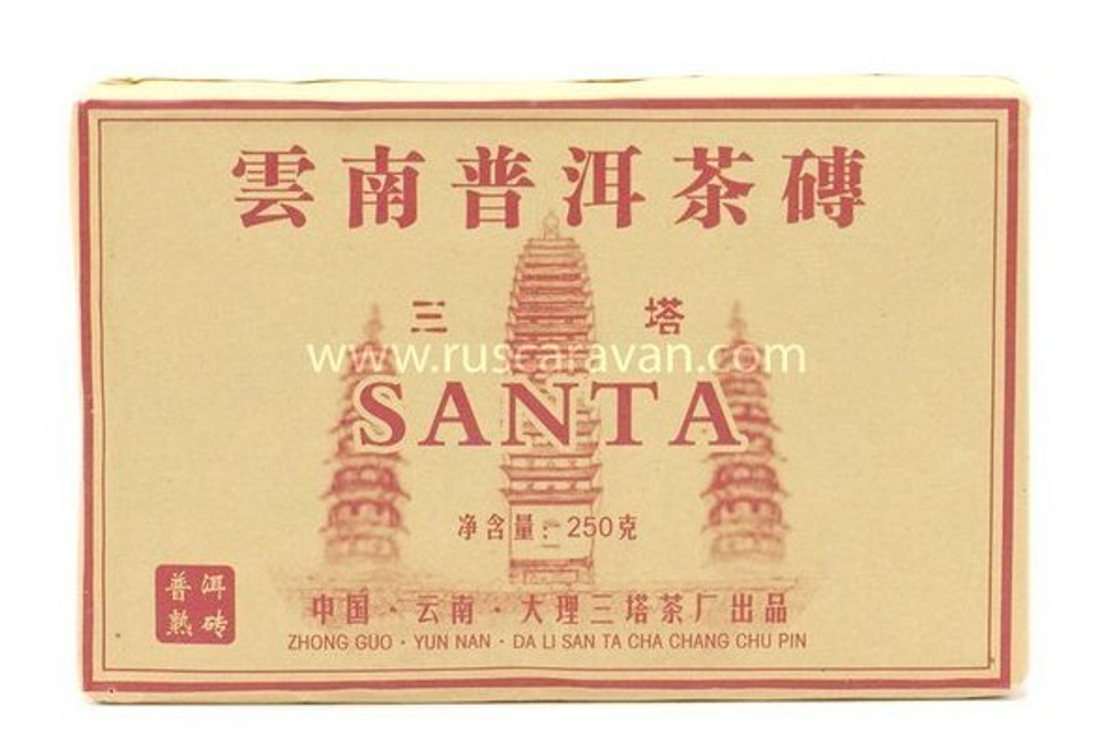 0373/2022 Чай прессованный черный Пуэр Шу "Саньта", ча чжуань 250гр