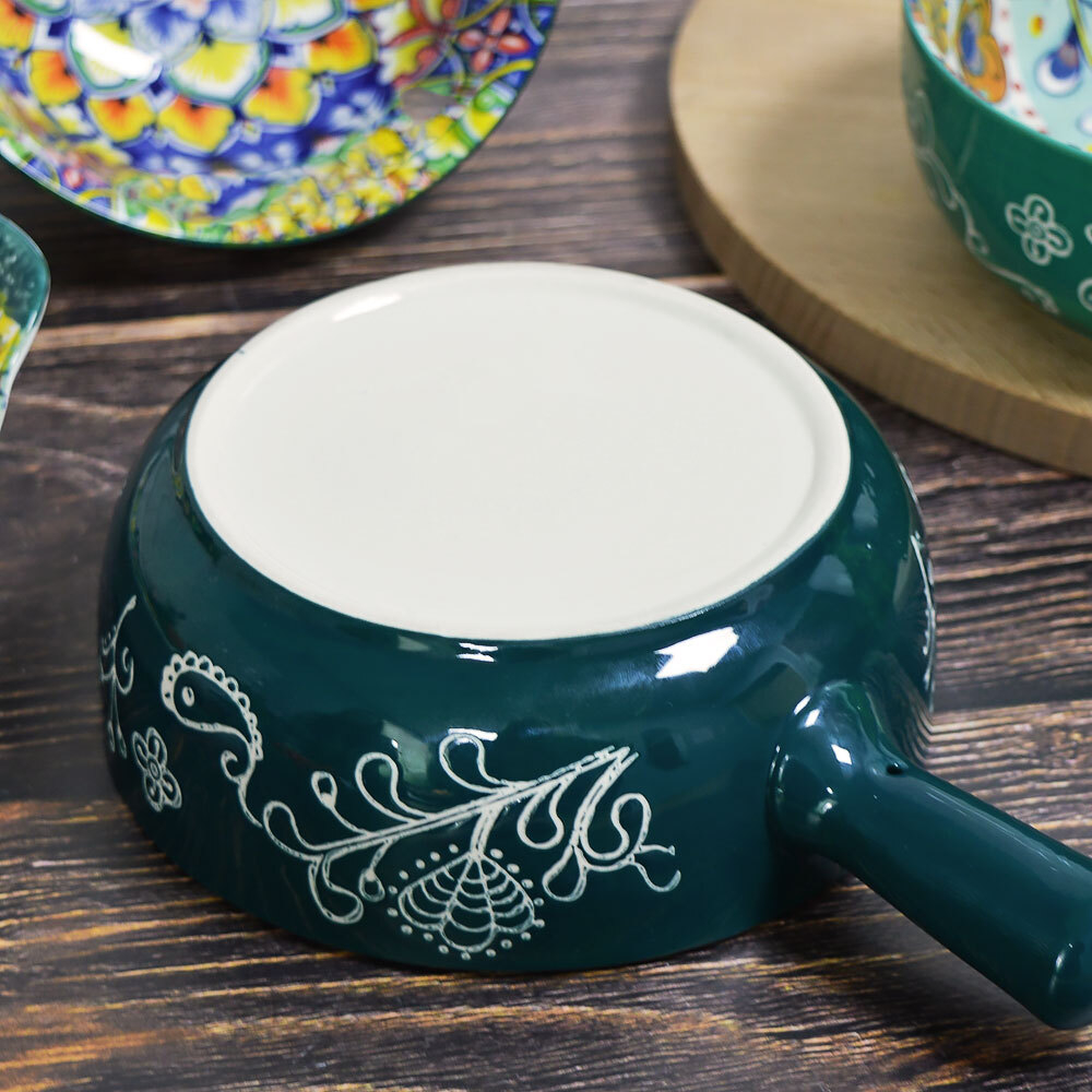 Кокотница с ручкой "Arabesque" 16см, керамика